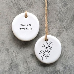 Mini Porcelain Hanging Tag You Are Amazing, Porcelain Keepsake, Well Done Keepsake Gift, Small Porcelain Gift, Friendship Gift
