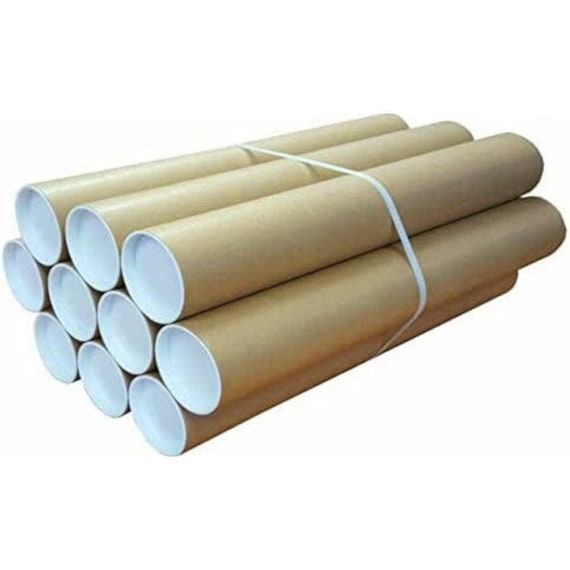 10 Brown Postal Tubes, Poster Packaging Tubes Dimensions 550mm X