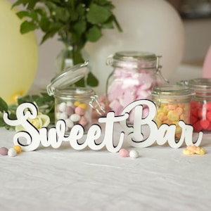 Wedding Sweet Bar Standing Table Sign, Wooden Table Decorations, Candy Table Freestanding Sign, Wedding Decorations