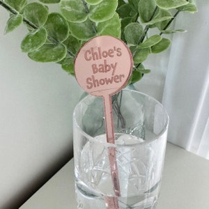 Agitadores de bebidas personalizados para baby shower, recuerdos de cóctel de acrílico con efecto espejo, recuerdos de fiesta, accesorios para baby shower.