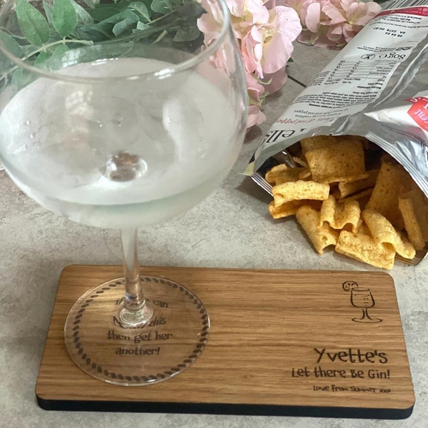 Personalised Drinks  Coaster Gift, Prosecco Gin  Lovers Coaster, Wooden Gift For Her, Wood Coaster, Cocktail Gift, Best Friend Gift