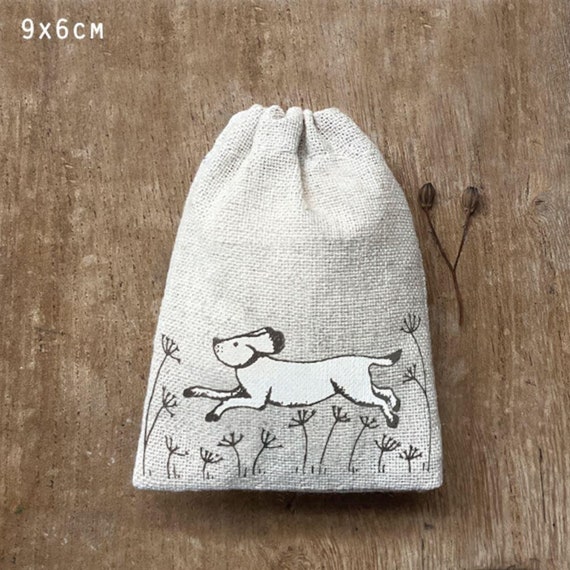 Small Rustic Drawstring Cotton Gift Bag Dog Design Mini Reusable Canvas Gift Bag Keepsake Gift Bag for Her Etsy Canada