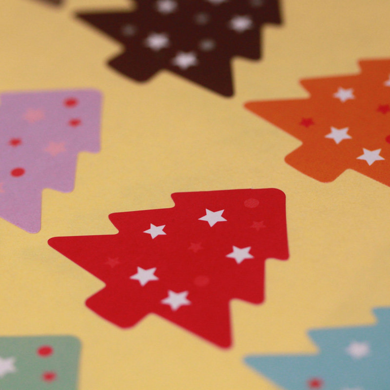 Christmas Tree Stickers Multi Colours Craft Stickers Card Etsy