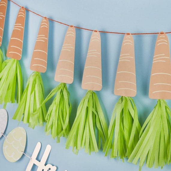 Carrot Tassel Paper Party Bunting, Peter Rabbit Party Decorations, 1st Birthday Party, Easter Backdrop, Kids Birthday Party Garland 2m