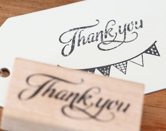 Thank You Script Wooden Rubber Ink Stamp, Craft Stamps, DIY Wedding Favours, Gift Tags, Christmas Craft, Scrapbooking Stamps, Vintage Stamp