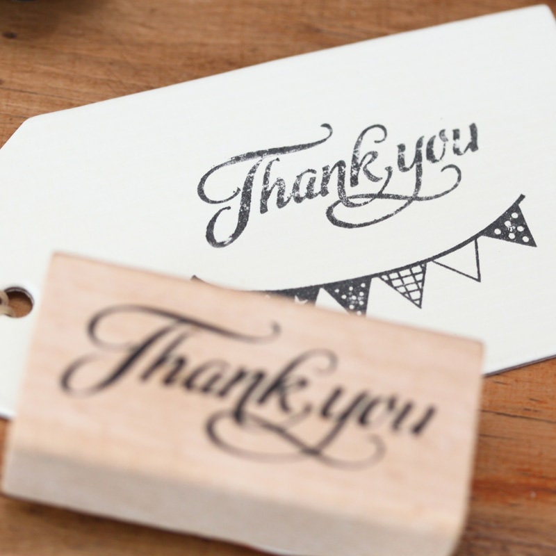 Thank You Script Wooden Rubber Ink Stamp, Craft Stamps, DIY Wedding F…