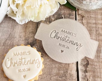 Personalised Christening Fondant Embosser – Custom Name With Date Cake Stamp for Cupcakes, Cakes, Baptism & Special Celebration Desserts