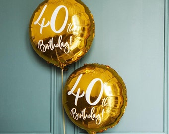 Gold 40th Birthday Balloon, Helium Birthday Balloons, 40th Birthday Party, Gold Party Decorations, Milestone Birthday, Photo Backdrop