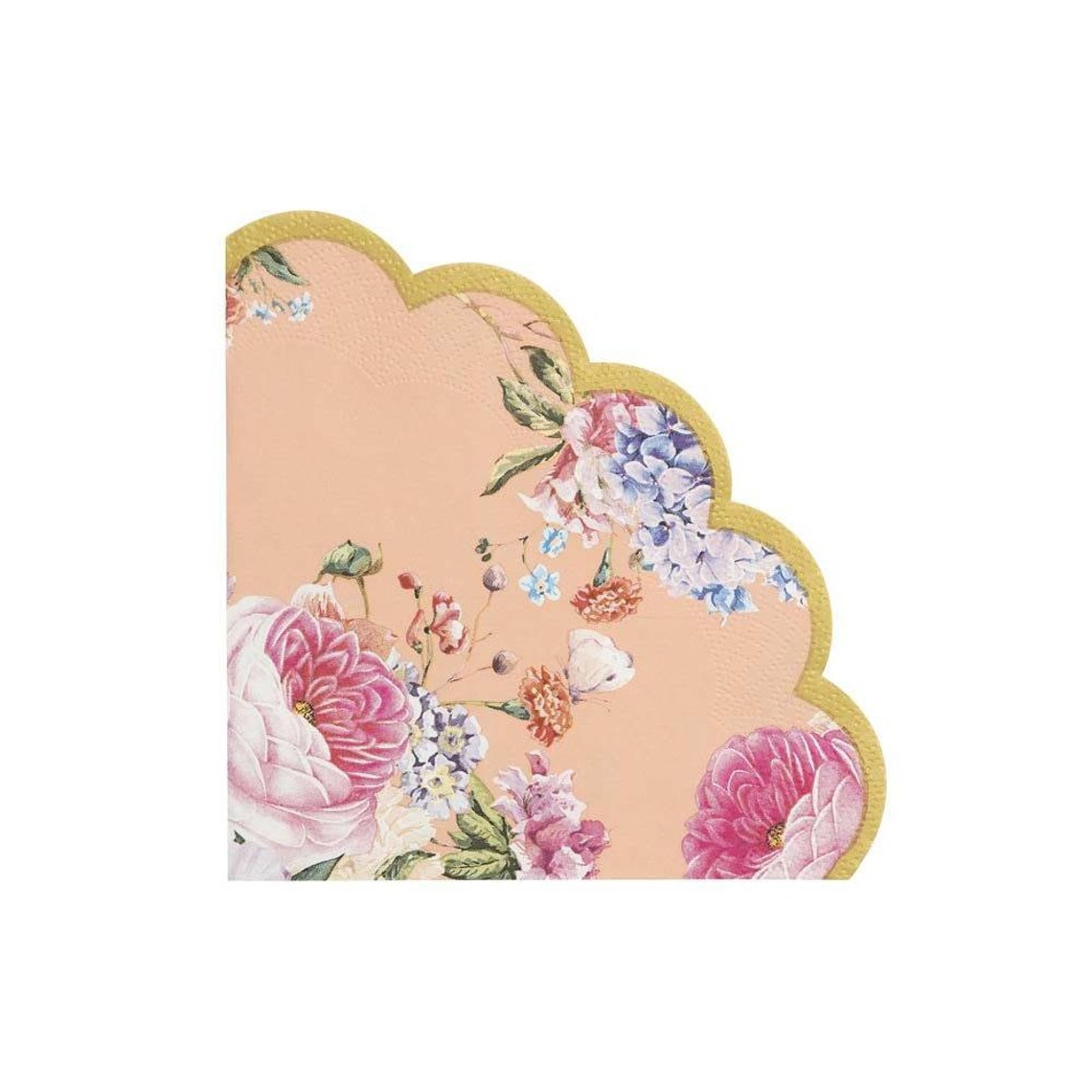 20 Peach Scalloped Floral Party Napkins Wedding Paper Etsy