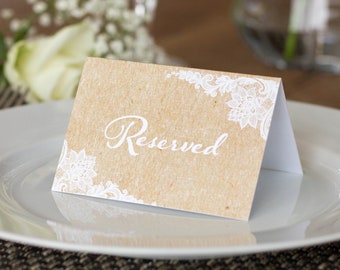 4 Reserved Wedding Place Card, Kraft Brown Reserved Sign, Wedding Reserved Table Sign, Reserved Card, Reserved Seating Sign, Vintage Wedding