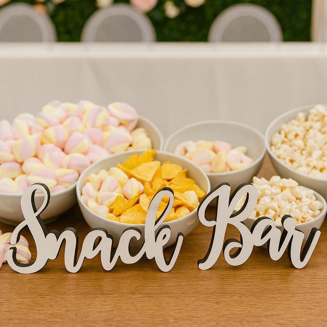 Wedding Snack Bar Standing Table Sign, Wooden Table Decorations