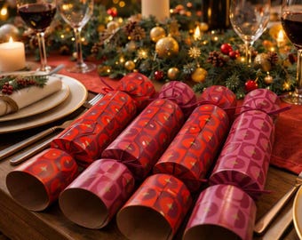Would You Rather Game Christmas Crackers, Recyclable Multicoloured Festive Paper Tableware, 30cm Crackers with 60 Questions, Set of 12