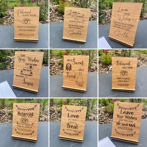 Personalised Wooden Wedding Table Signs, Guest Book Signs, Leave Your Wishes Sign, Take A Treat Candy Sweet Bar Signs, Camera Photo Signs