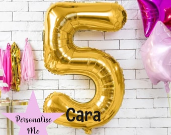 Large Gold Foil Number 5 Balloon – Giant Birthday Party Decor, Photo Booth Prop, Celebration Backdrop & Decoration with Personalisation