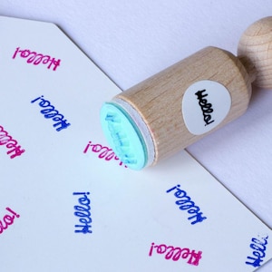 Mini timbro in gomma "Hello!" – Grazioso timbro artigianale per biglietti, etichette regalo, diari e progetti fatti a mano