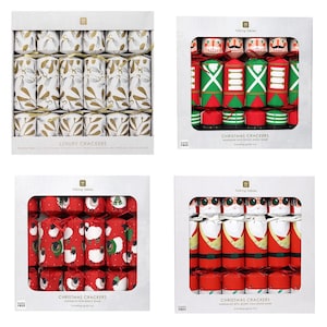 Christmas Table Cracker Selection, Festive Dinner Party Favours, Mistletoe Sheep Nutcracker Santa Crackers, Novelty Crackers For Holidays x6