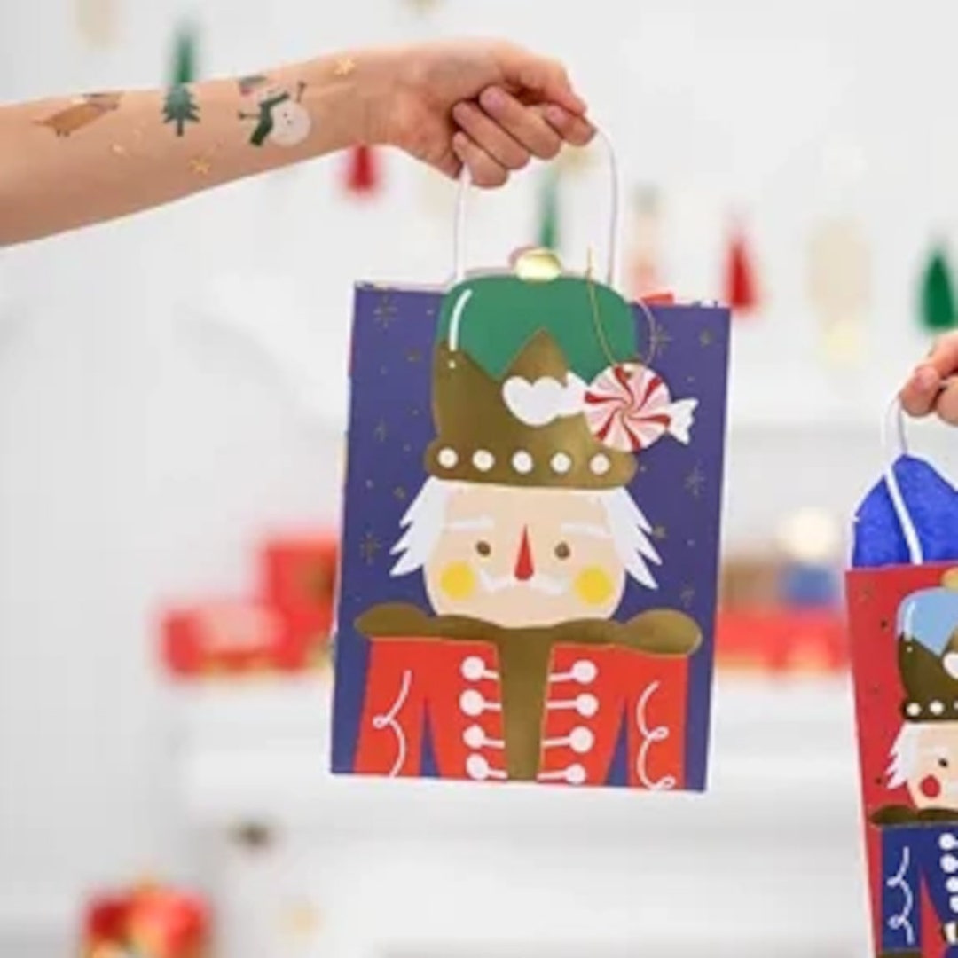 6 Nutcracker Christmas Gift Bags Medium Paper Handled Gift Etsy