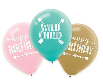 6 Happy Birthday Balloons In Pink Green & Gold, Birthday Balloon Decorations, Birthday Party Balloons, Birthday Balloons, Venue Decoration