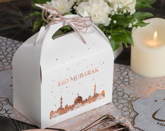 4 Eid Mubarak Party Boxes, Rose Gold Ramadan Cake Pastry Boxes, Eid Favour Box, Ramadan Gift Box, Eid Candy Sweet Box