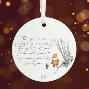 Winnie The Pooh Christmas Pregnancy Gift For Mummy To Be, Baby Shower Keepsake Gift, Gender Reveal Party Gift, Gift For Friend, Ceramic Gift