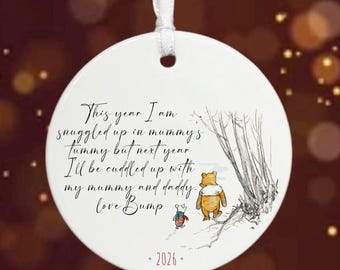 Winnie The Pooh Christmas Pregnancy Gift For Mummy To Be, Baby Shower Keepsake Gift, Gender Reveal Party Gift, Gift For Friend, Ceramic Gift