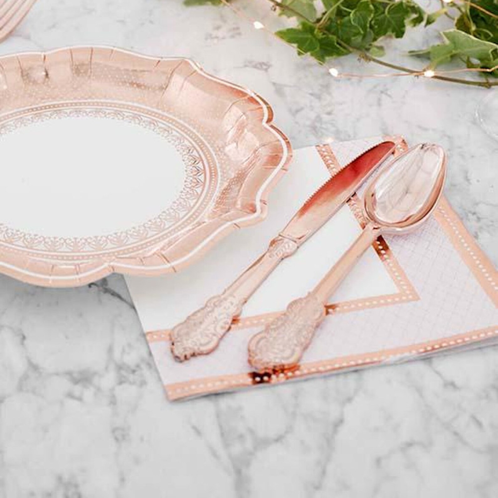 16 Rose Gold Edged Paper Napkins Rose Gold Party Napkins Etsy