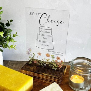 Personalised Wedding Cheese Menu, Cheese Board Flavours Sign, A5 Clear ...