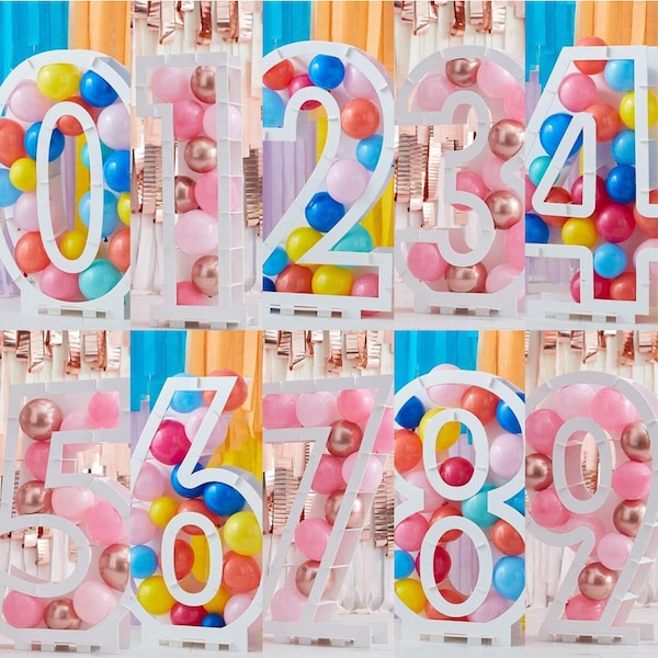 Large Number Balloon Stand 0-9, Birthday Table Decoration, Balloon Holder, Birthday Centrepiece, Age Number Stand, Mosaic Balloon Decoration