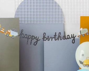 Baufahrzeug Happy Birthday Banner, Jungen Mädchen Geburtstagsparty Hängende Dekorationen, Bagger LKW Geburtstag Thema Party 2 m