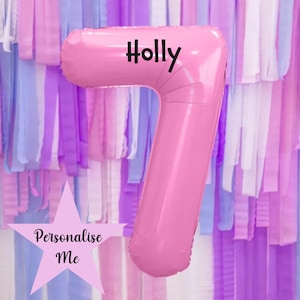 Grand ballon rose numéro 7 - Décoration de fête d'anniversaire géante, accessoire de photomaton, toile de fond de célébration et décoration avec personnalisation