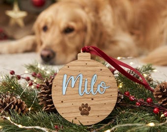 Personalised Pet Wooden Christmas Bauble, Festive Tree Decoration, Cheerful Seasonal Ornament, Unique Meaningful Christmas Gift