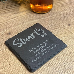 Personalised Slate Coaster, Beer Mat, Laser Engraved Gift, Alcohol Gift For Dad Brother Friends, Keepsake Beer Coaster, Christmas Gifts