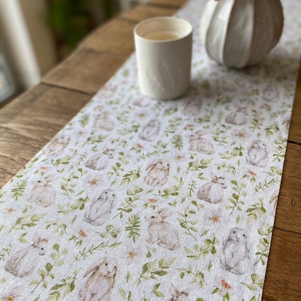 Spring Time Bunny Table Runner, Easter Table Decoration, Bunny Rabbit Table Runner, Easter Decorations, 5m