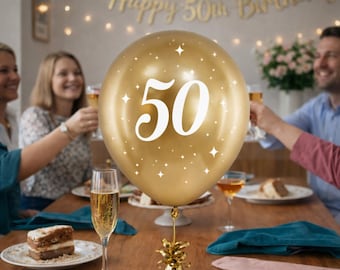 6 globos dorados brillantes para fiesta de 50 cumpleaños, fiesta de cumpleaños dorada, globos de 50 cumpleaños, fondo de decoración para el lugar de celebración del 50 cumpleaños, cumpleaños importante