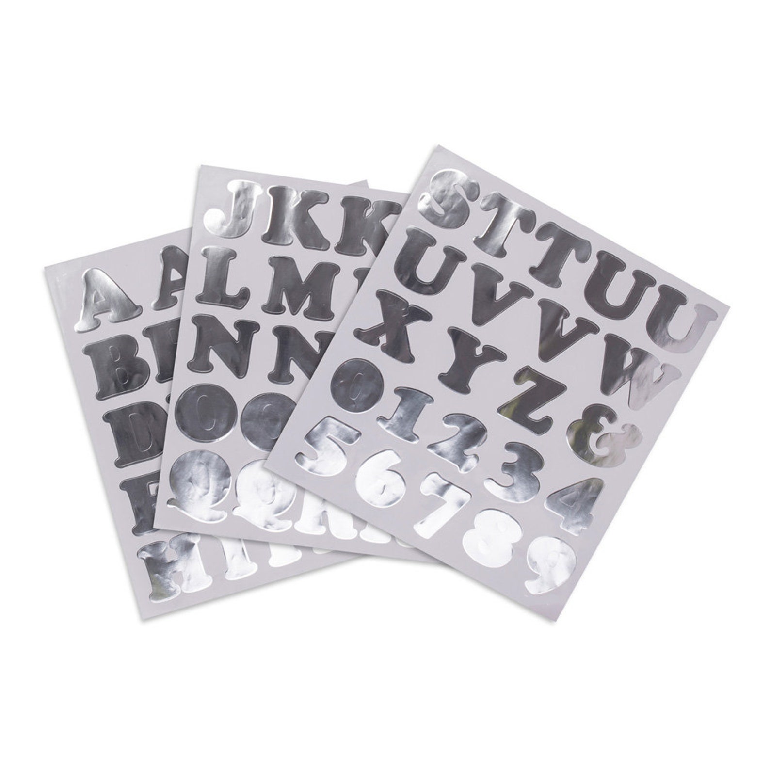 Large Silver Alphabet Stickers & Numbers Silver Craft Etsy