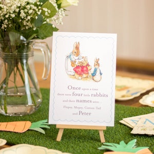 Peter Rabbit A5 Birthday Sign & Easel  'once Upon A Time There Were Four Little Rabbits..' Christening Baptism Table Sign, Easter Party