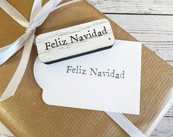 Feliz Navidad Rubber Stamp – Festive Holiday Ink Stamp for Christmas Cards, Gift Tags, Scrapbooking & Seasonal Crafts