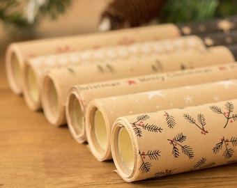 5m Merry Christmas Wrapping Paper Rolls Various Designs, Kraft Festive Gift Wrap, Christmas Gift Wrap, Christmas Paper Wrapping