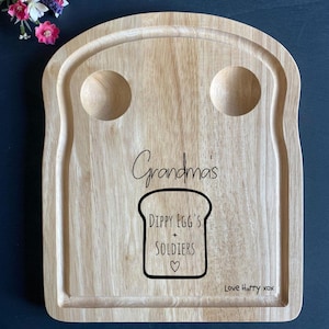 Personalised Dippy Eggs Toast Board, Engraved Wooden Breakfast Tray, Egg & Soldiers Wood Board, Custom Gift For Family