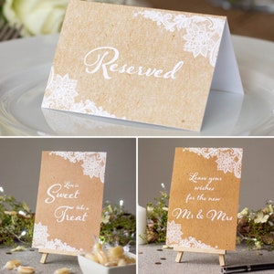 Rustieke bruiloft A5 tafel borden en gereserveerde kaarten, laat uw wensen of zoete bar teken, de heer mevrouw bruiloft decoraties, bruiloft tafel borden