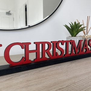 Cartello natalizio personalizzato "Buon Natale", decorazione da appoggio in legno colorato, decorazione natalizia, decorazione per la casa, cartello natalizio con supporto immagine 6