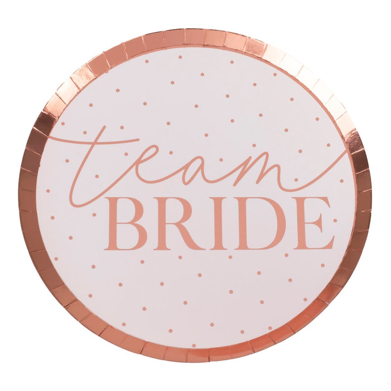 Bachelorette Party Plates Blush Pink Bridal Shower Paper Plates Bridal Shower Decoration 8 Rose Gold Pink Party Plates Team Bride Plates