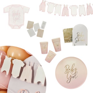 Roze Baby Shower Feestartikelen, Babygrow Servies Decoratie Mum to Be, Meisje Baby Shower Party, Nieuwe Baby Girl Party, Doop Servies