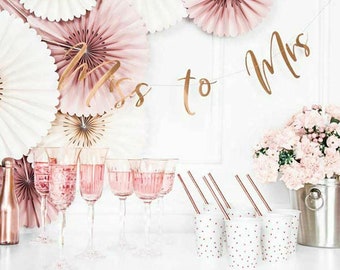 Rose Gold Mirror Miss To Mrs Banner, Hen Party Decoration, Bridal Shower Hanging Decor, Bachelorette Party, Rose Gold Wedding Party