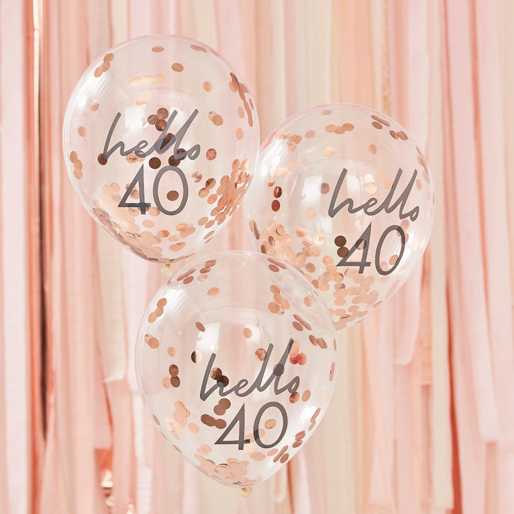 Rose Gold Hello 40 Birthday Cake Topper 40th Birthday Party | Etsy