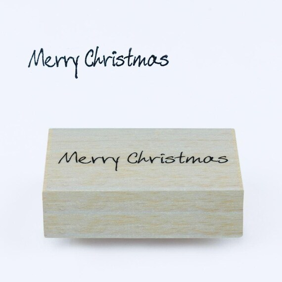 Download Merry Christmas Scripted Wooden Rubber Stamp Diy Christmas Etsy PSD Mockup Templates