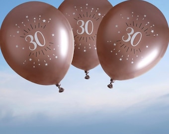 KOBOKO Set Decorazione Palloncini Per 30° Compleanno Donna – Oro Rosa, 28 Pezzi Con Numero 30, Striscione, Cuori E Lattice - 3