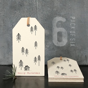 6 etichette regalo natalizie Woodland, confezioni regalo natalizie, etichette regalo color crema, confezioni regalo festive, etichette regalo festive