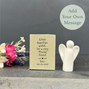 Personalised Porcelain Matchbox Angel Ornament, Christmas Boxed Gift, Keepsake Ornament, Gift Friends Family, ANY WORDS