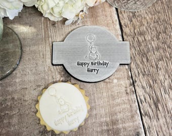 Personalised Winnie the Pooh Birthday Embosser, Custom Icing Stamp for Cakes, Cupcakes & Baking